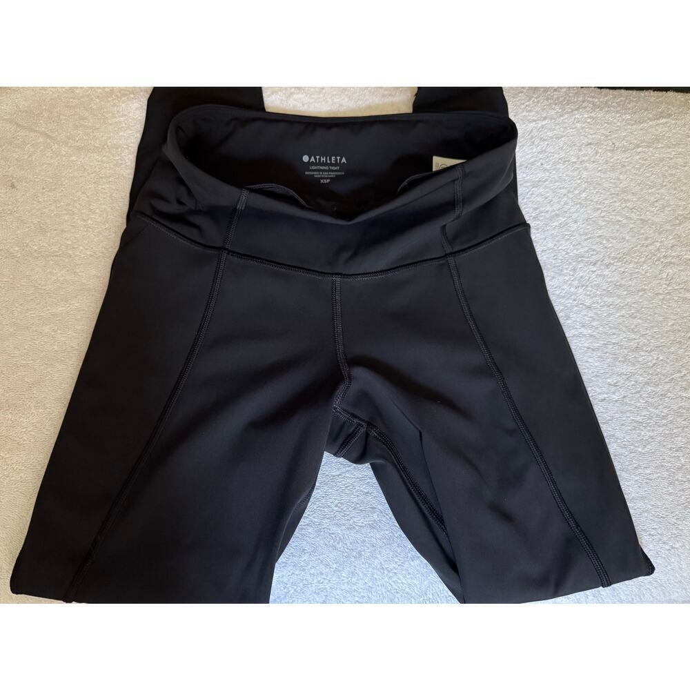 Athleta Lighting High Rise waistband black Tights XXS Support w/5pockets